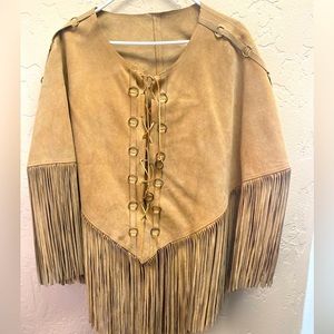 Genuine Suede Fringe Poncho